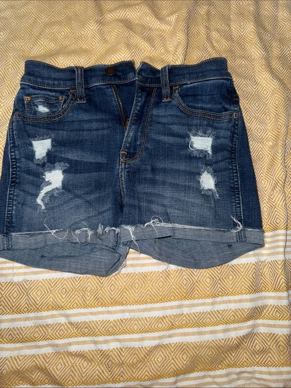 Distressed Dark Wash Denim Shorts